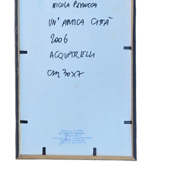 Nicola Perucca Framed Watercolor An Ancient City 2006 Wall Art 16 inch Blue Tree - Picture 14 of 16